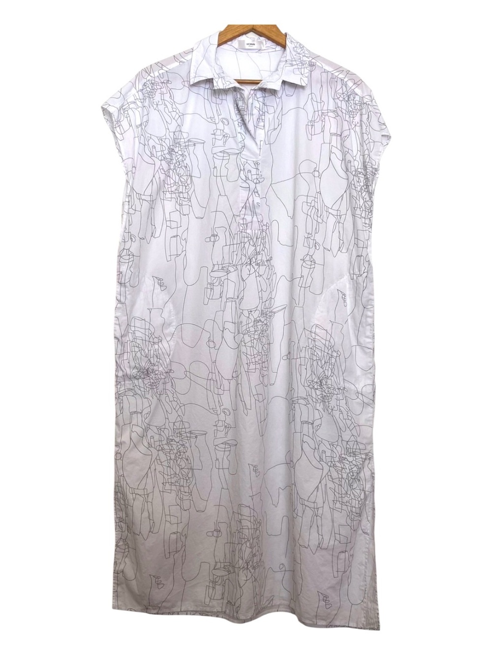 UCHUU cotton boxy dress white grey chunky lightweight sleeveless oversized tunic